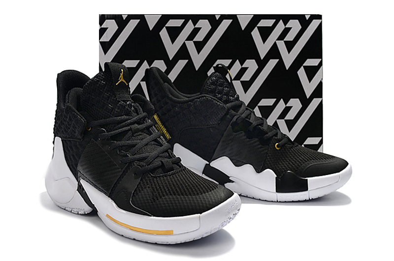 Men Jordan Why Not Zer0.2 WestBrook Black White Gold Shoes